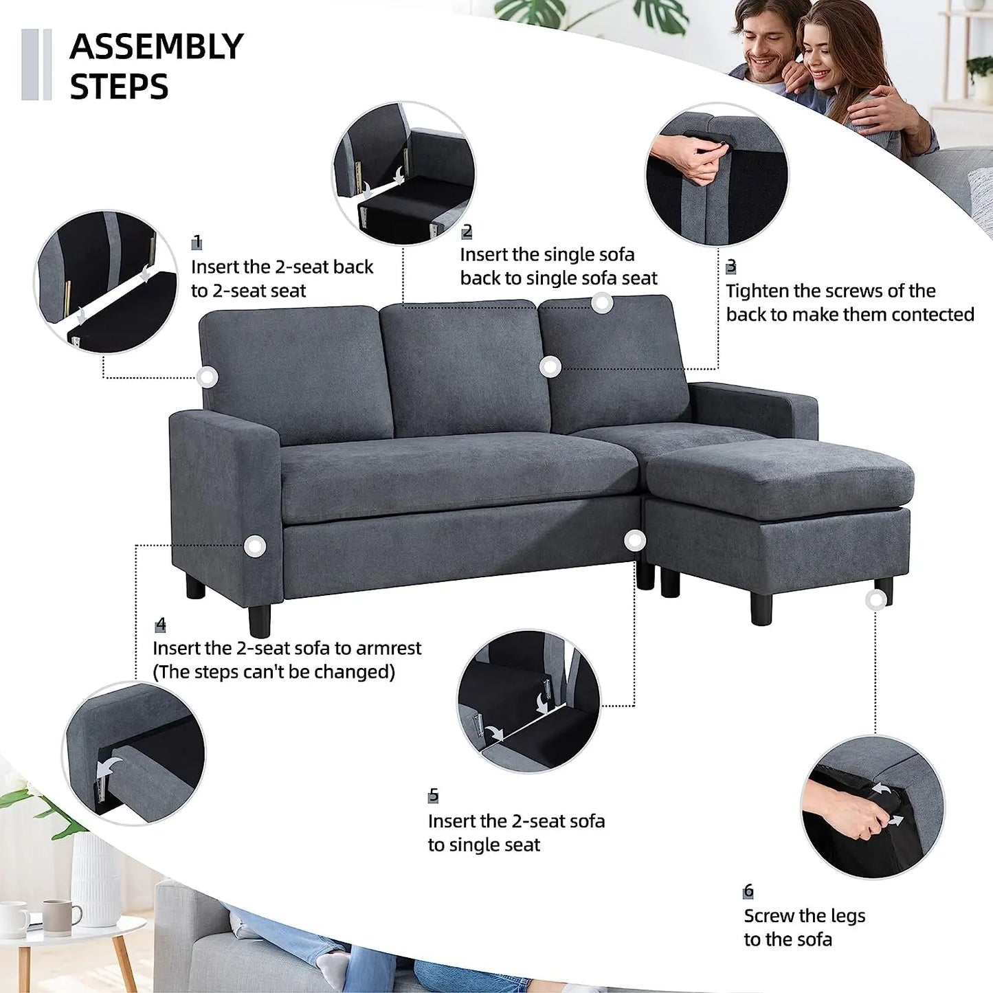 Shunchi-Convertible Sectional Sofa Couch