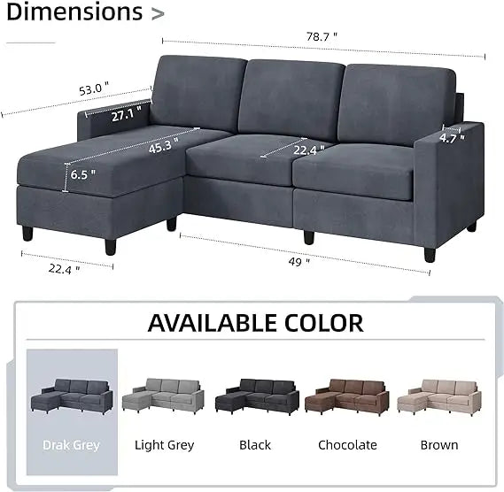 Shunchi-Convertible Sectional Sofa Couch