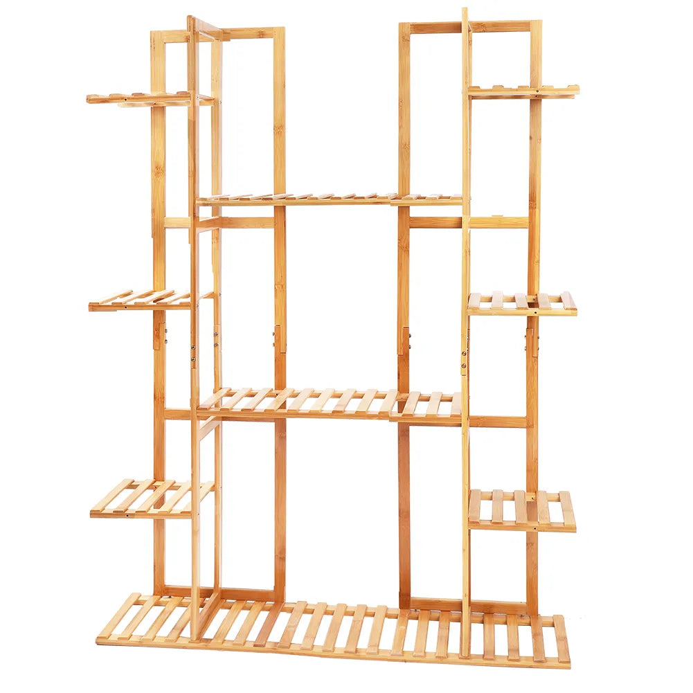 9 Tier Bamboo Potted Plant Stand Rack