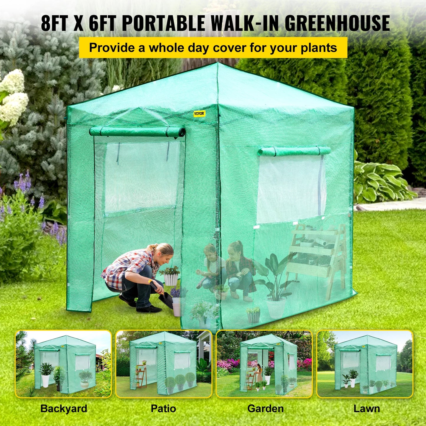 VEVOR 8x6FT 8x12FT Outdoor Greenhouse Weather-proof Cover