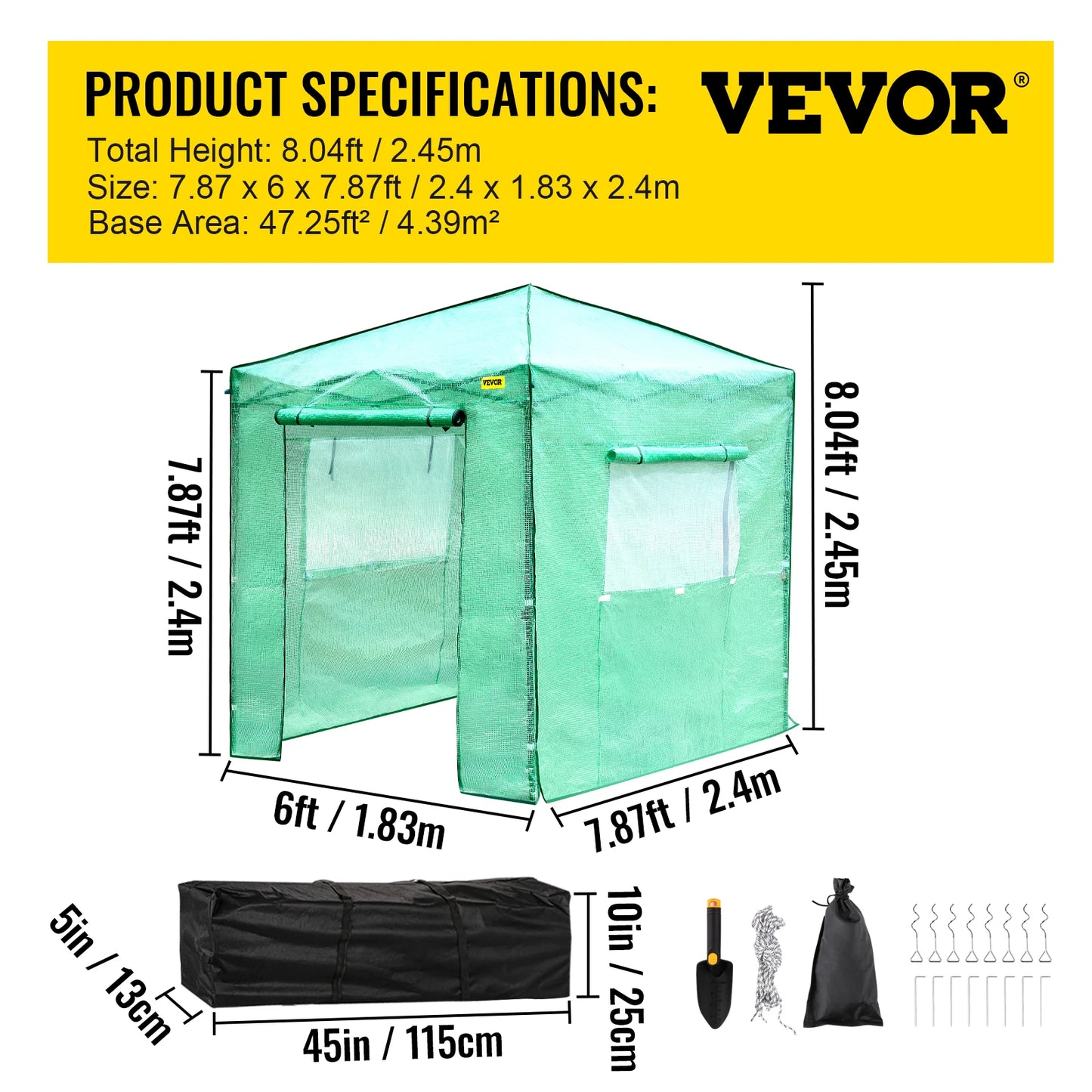 VEVOR 8x6FT 8x12FT Outdoor Greenhouse Weather-proof Cover