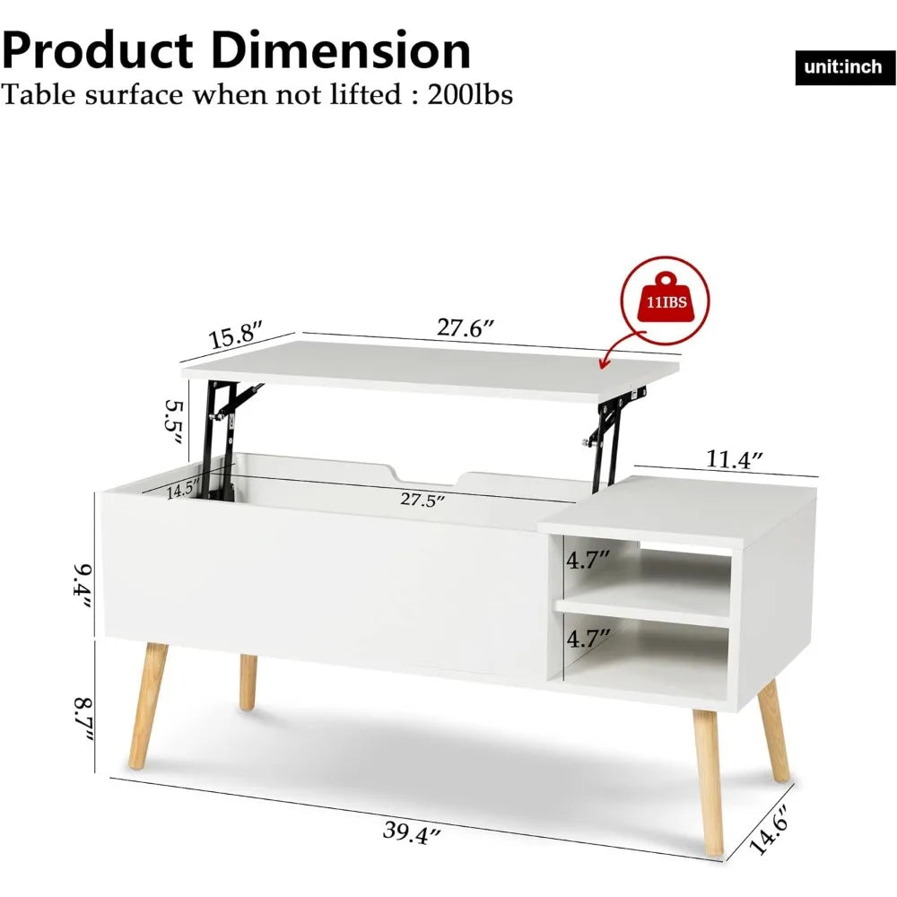 Tantmis Wood Lift Top Coffee Table with Storage