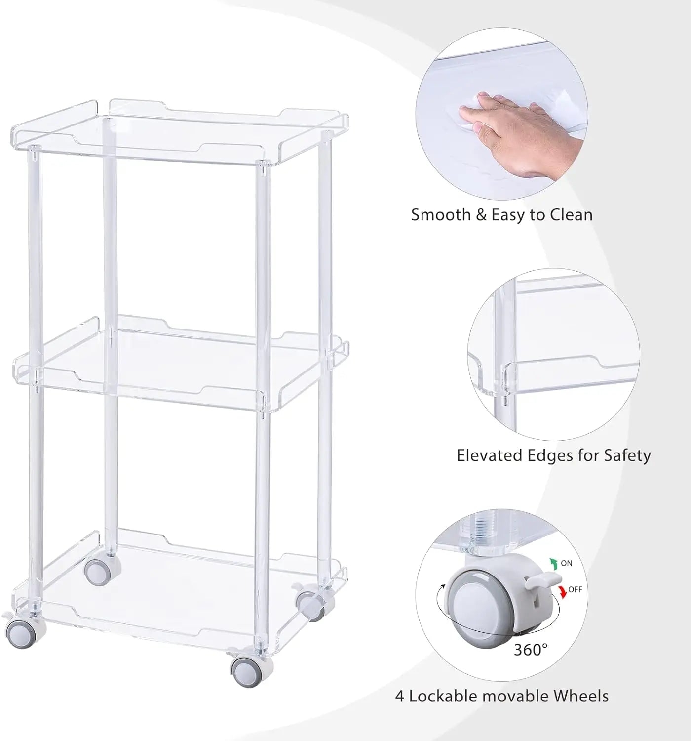 Acrylic Utility Rolling Cart