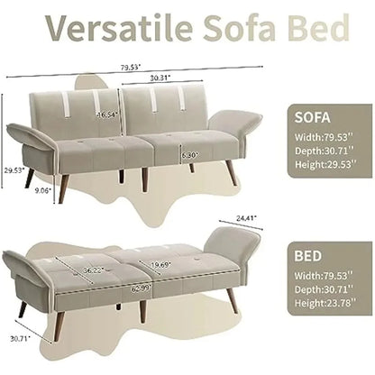 Foldable sofa bed with adjustable armrest backrest