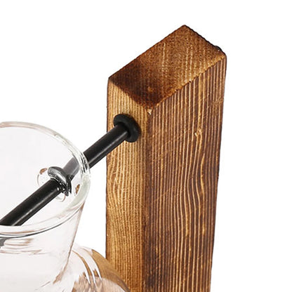 Wooden Glass Desktop Planter Bulb Vase