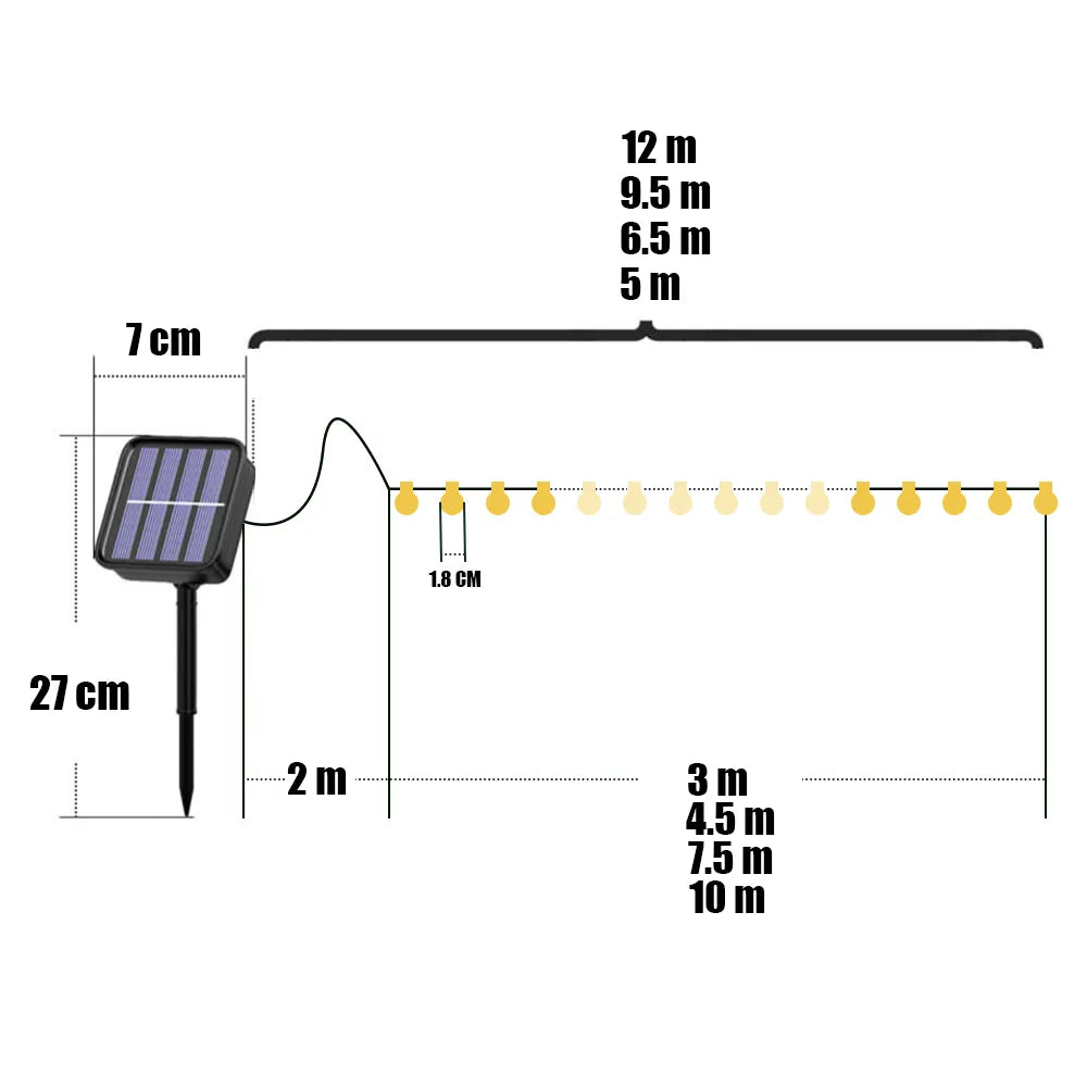 Solar Outdoor LED Light IP65 Waterproof String Fairy Lamps