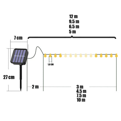 Solar Outdoor LED Light IP65 Waterproof String Fairy Lamps