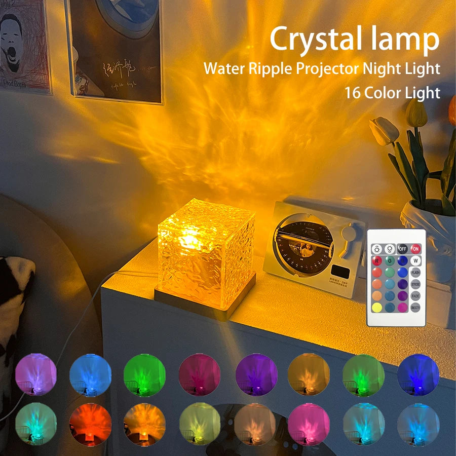 Dynamic Rotating Water Ripple Projector Night Light