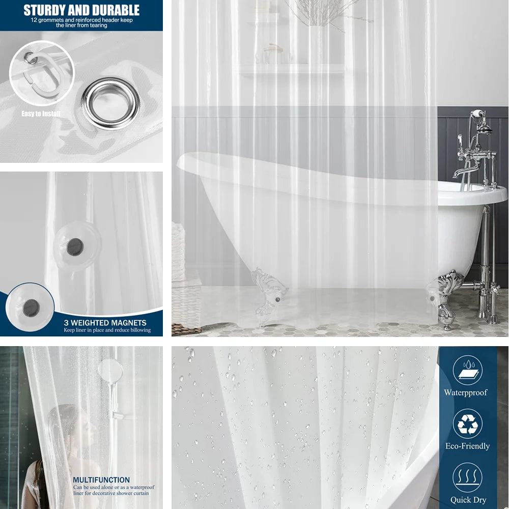 PEVA Shower Curtain with Hooks