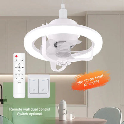 Shaking Head Ceiling Fan Light With Remote Control