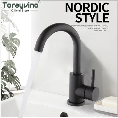 Torayvino Matte Black Sink Deck Mounted Faucet