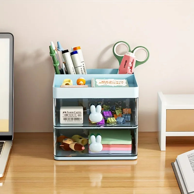 Drawer style pen holder