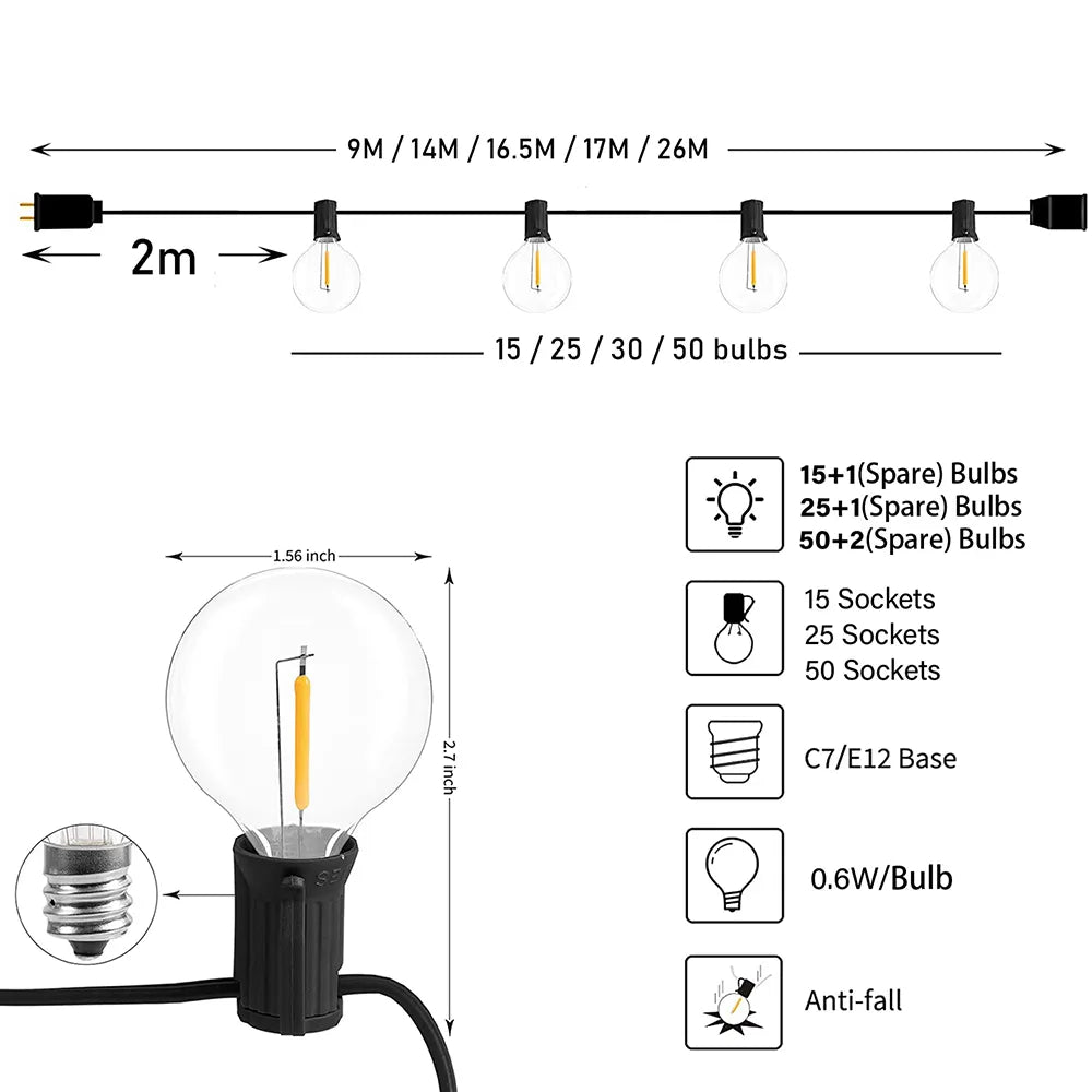 Festoon LED Globe String Fairy Light