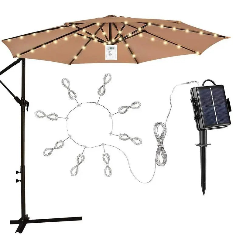 Solar LED Lighted Patio Umbrella Cantilever