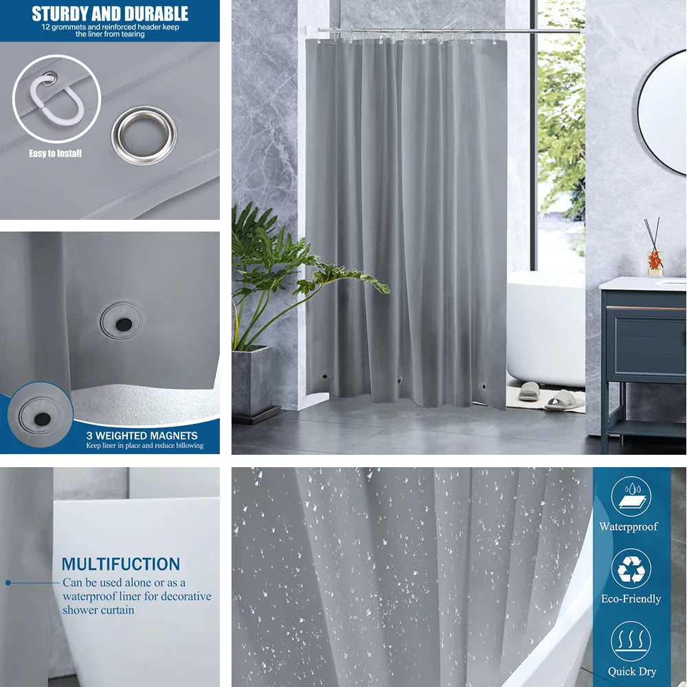 PEVA Shower Curtain with Hooks