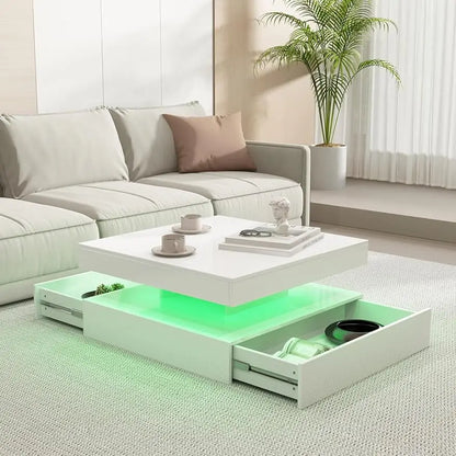 Modern Middle Coffee Table with Storage Drawers